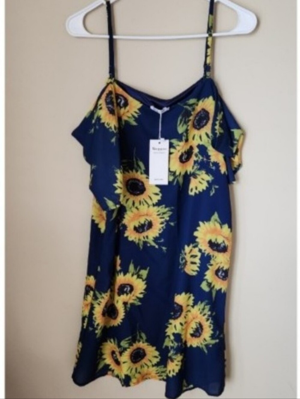 Naggoo Navy Floral Sunflower Cold Shoulder Dress